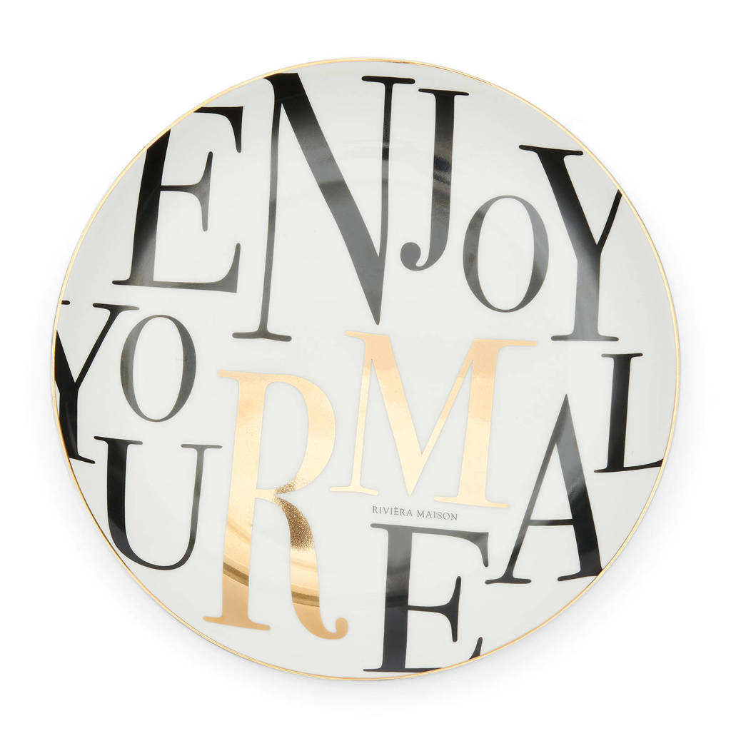 Riviera Maison Enjoy Your Meal ontbijtbord (Ø21 cm), Wit