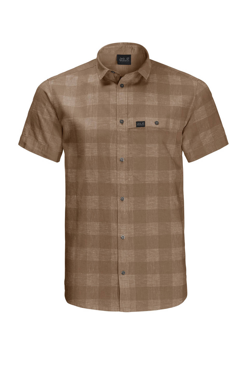 Jack Wolfskin outdoor overhemd bruin, Dark-Sand-Checks