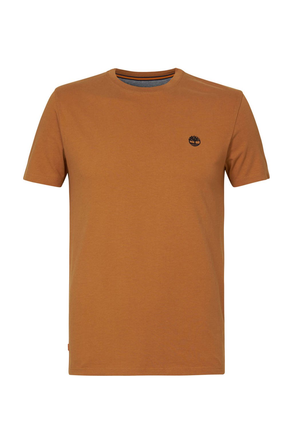 Gele heren Timberland T-shirt katoen met logo dessin, korte mouwen en ronde hals