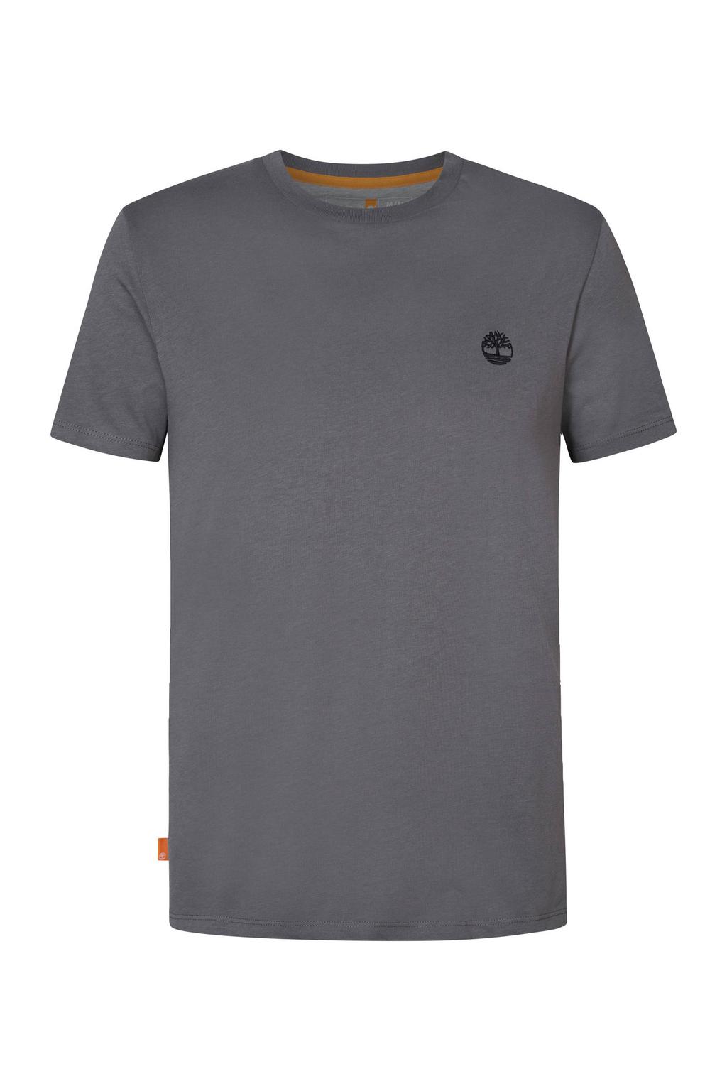 Antraciete heren Timberland T-shirt katoen met logo dessin, korte mouwen en ronde hals