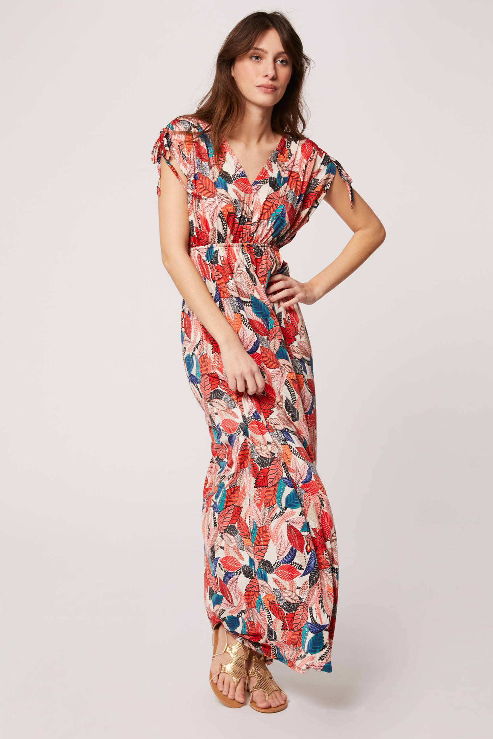 Morgan maxi jurk met all over print Rood oranje blauw wehkamp