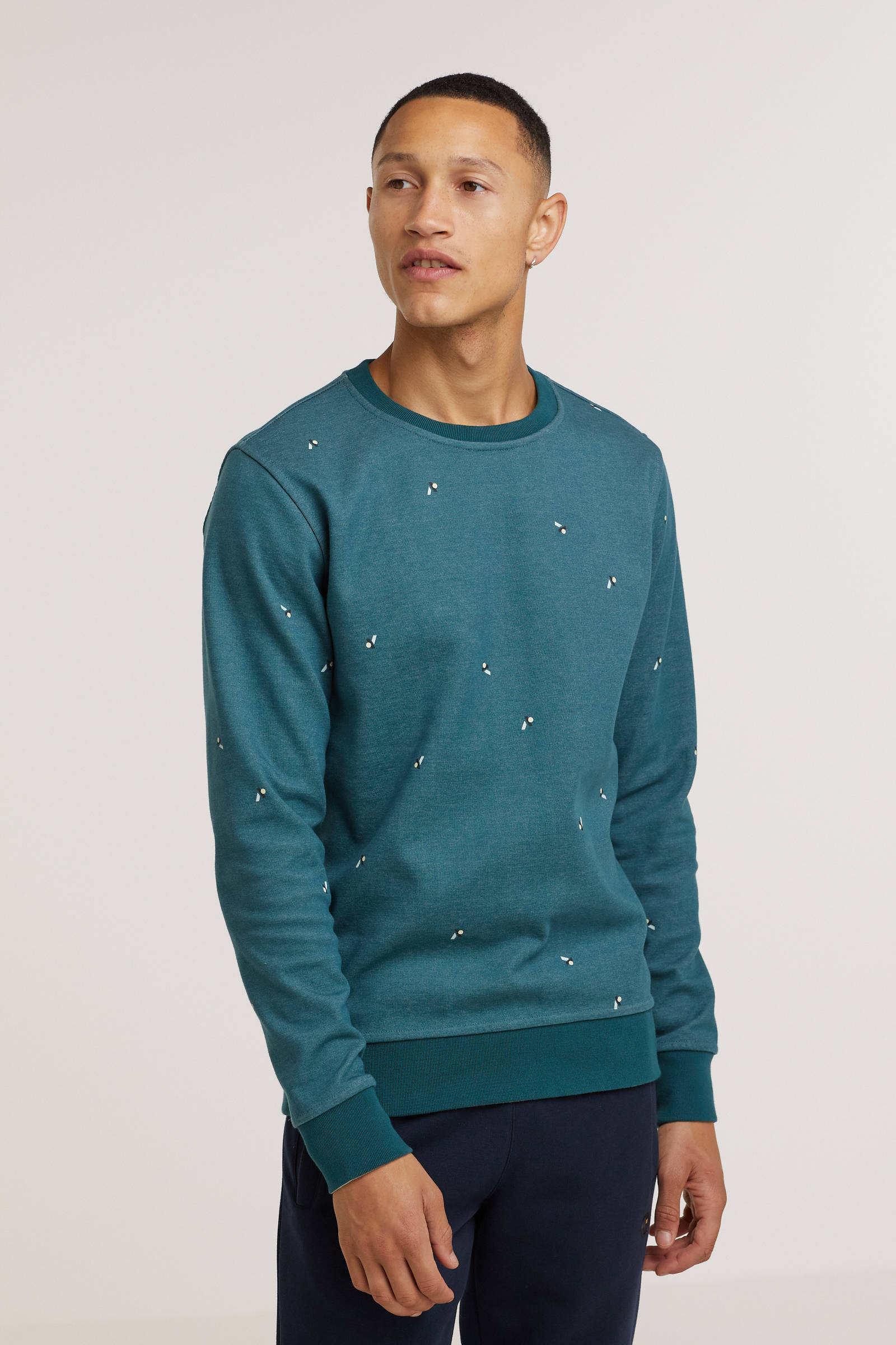 Kultivate reversible sweater van biologisch katoen blauw/groen online kopen