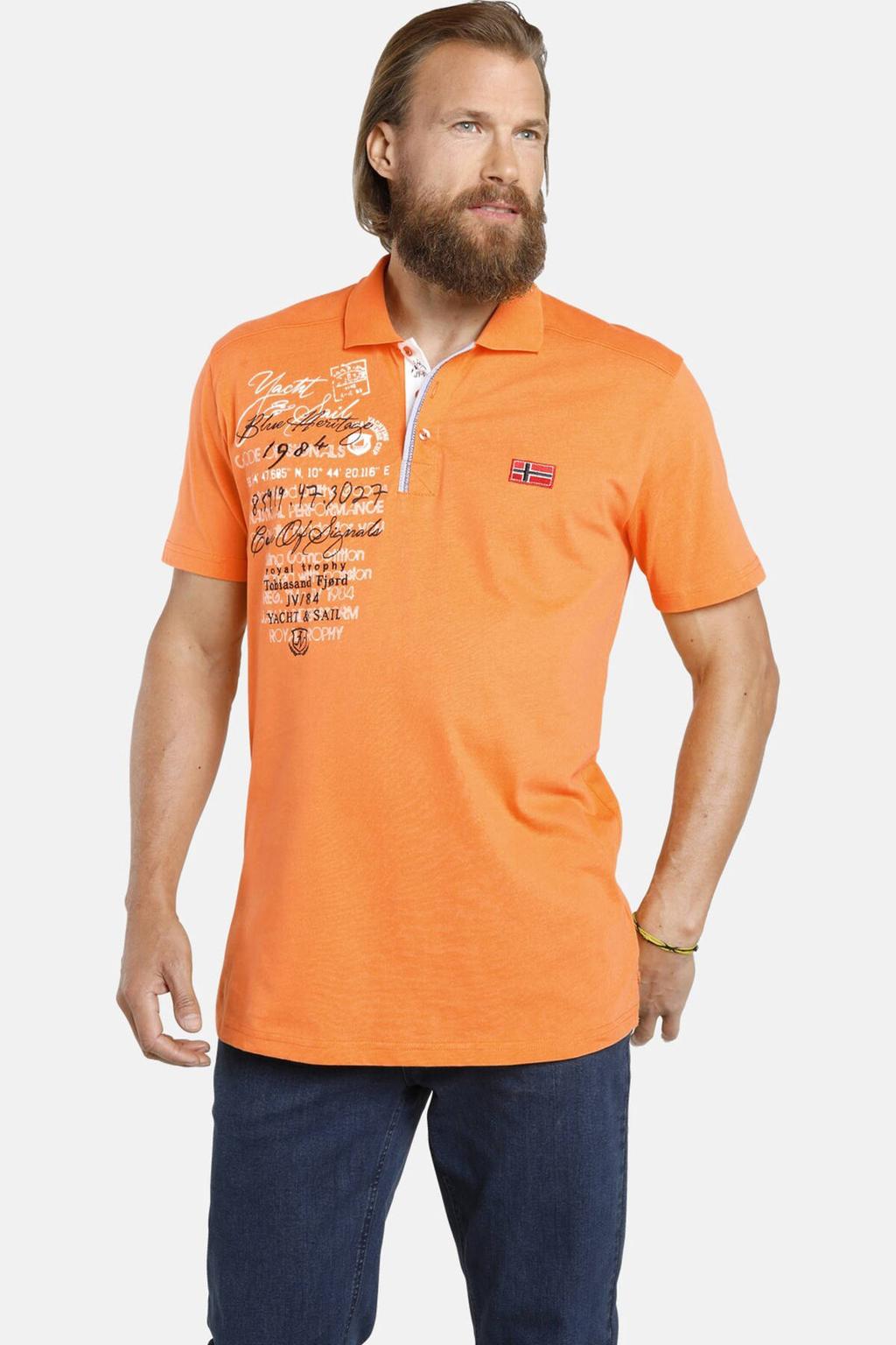 Oranje heren Jan Vanderstorm loose fit polo Plus Size van katoen met korte mouwen