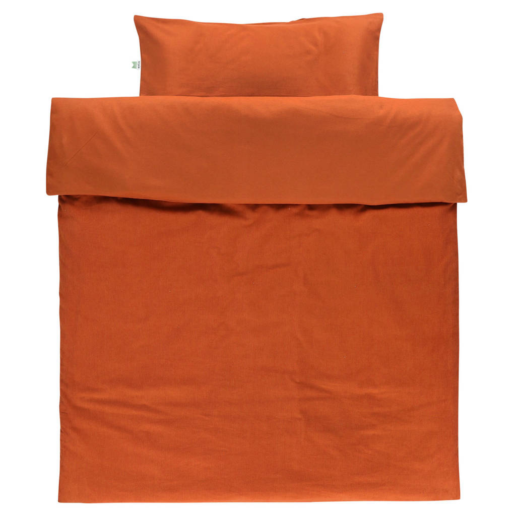 Trixie Katoen (biologisch) dekbedovertrek ledikant Ribble 100x140 cm brique, Brique