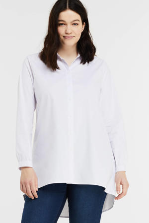 asymmetrische blouse met plooien wit