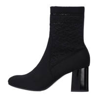 Zwarte dames Tommy Hilfiger TH Knitted Mid Heel Boot sock enkellaarzen van textiel met blokhak en logo