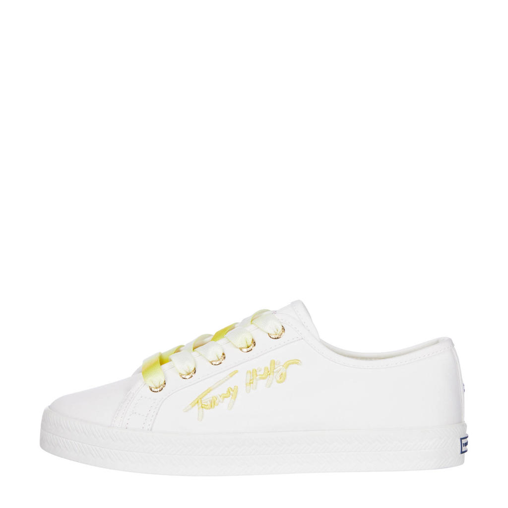 Tommy Hilfiger Essential Gradient sneakers wit/geel | wehkamp