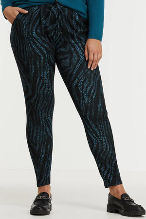 skinny broek EDITH PANTS met zebraprint blauw/zwart