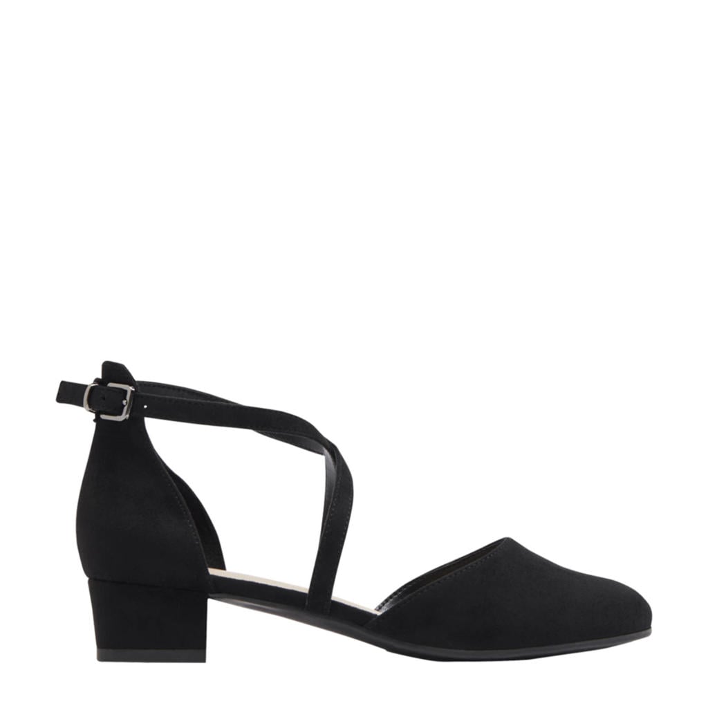 Zwarte dames Graceland pumps van rubber/imitatie leer met gesp