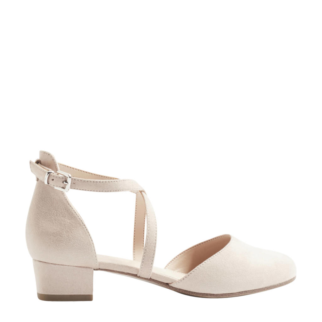 Lichtroze dames Graceland pumps van textiel/synthetisch met blokhak, gesp en effen