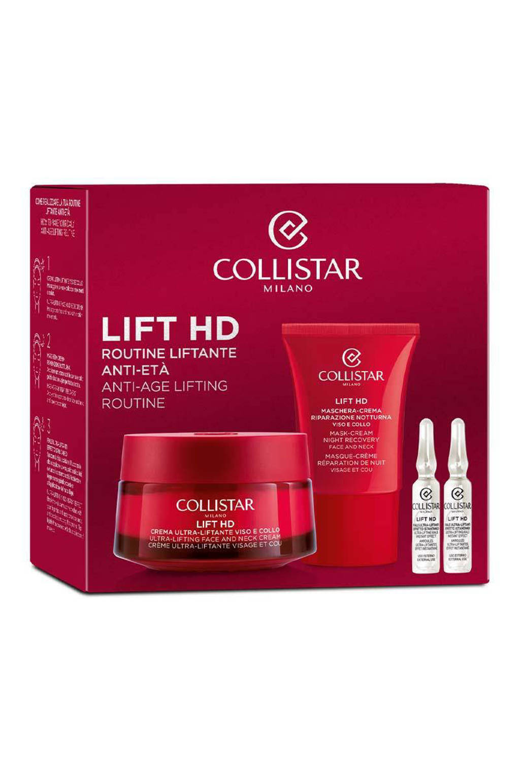 Collistar Lift Hd Anti-Age Lifting Roune Set (Ultra-Lifting Face And Neck Cream, Mask-Cream Night Recovery dagcrème en masker - 75 ml