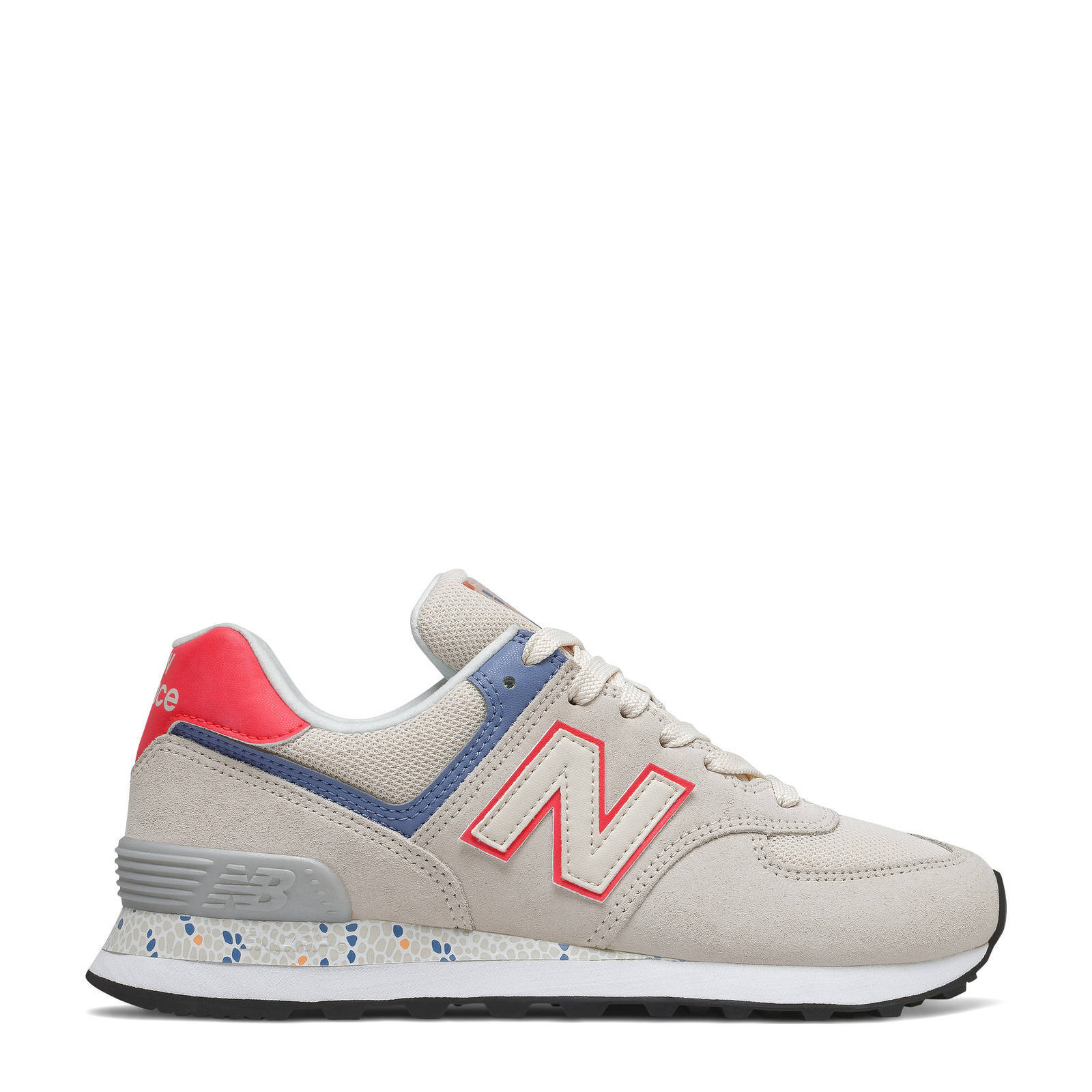 New Balance 574 sneakers beige/koraalrood/blauw | wehkamp