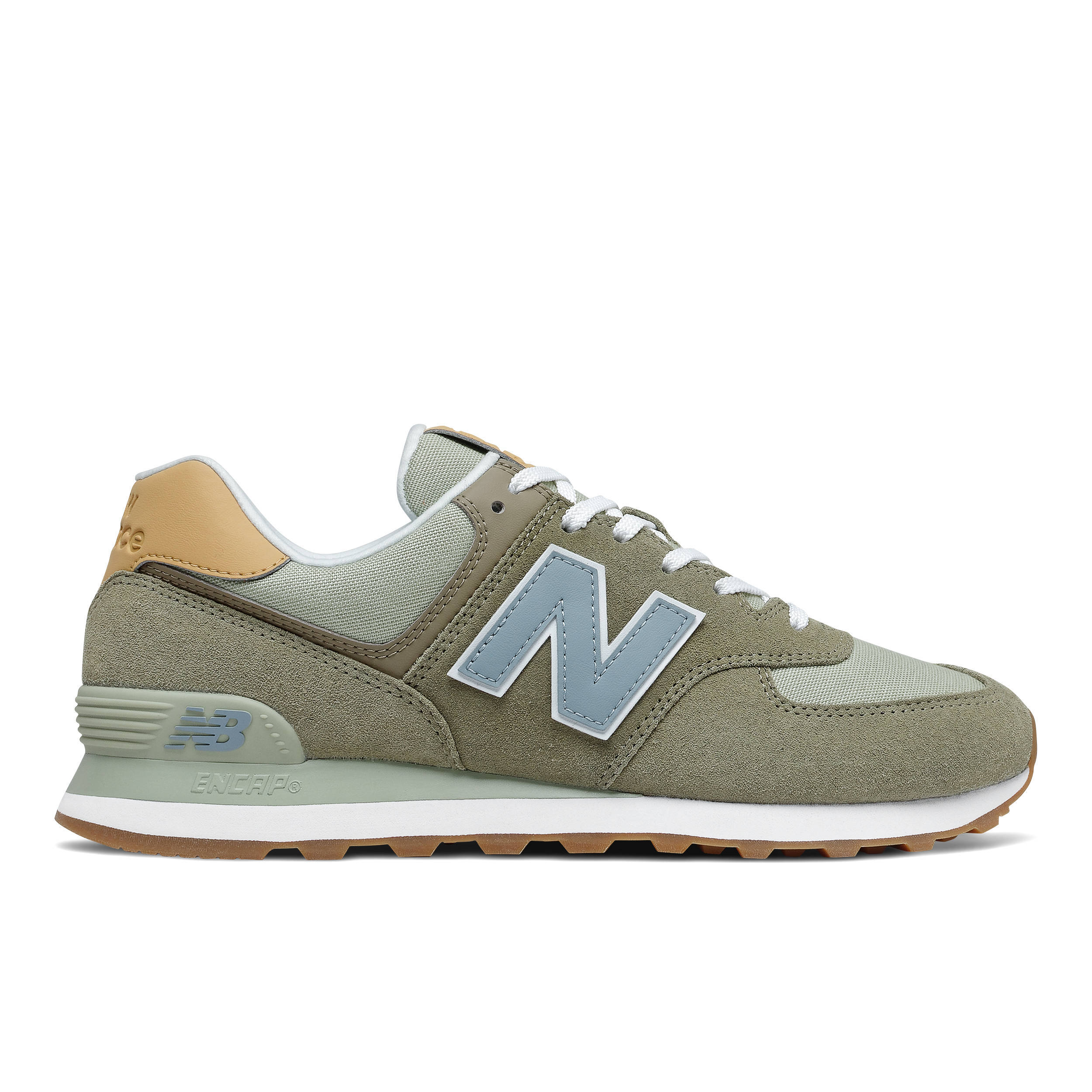 New Balance 574 sneakers kaki/lichtbaluw/geel | wehkamp