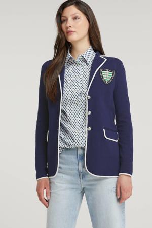 blazer AYELEE met contrastbies donkerblauw