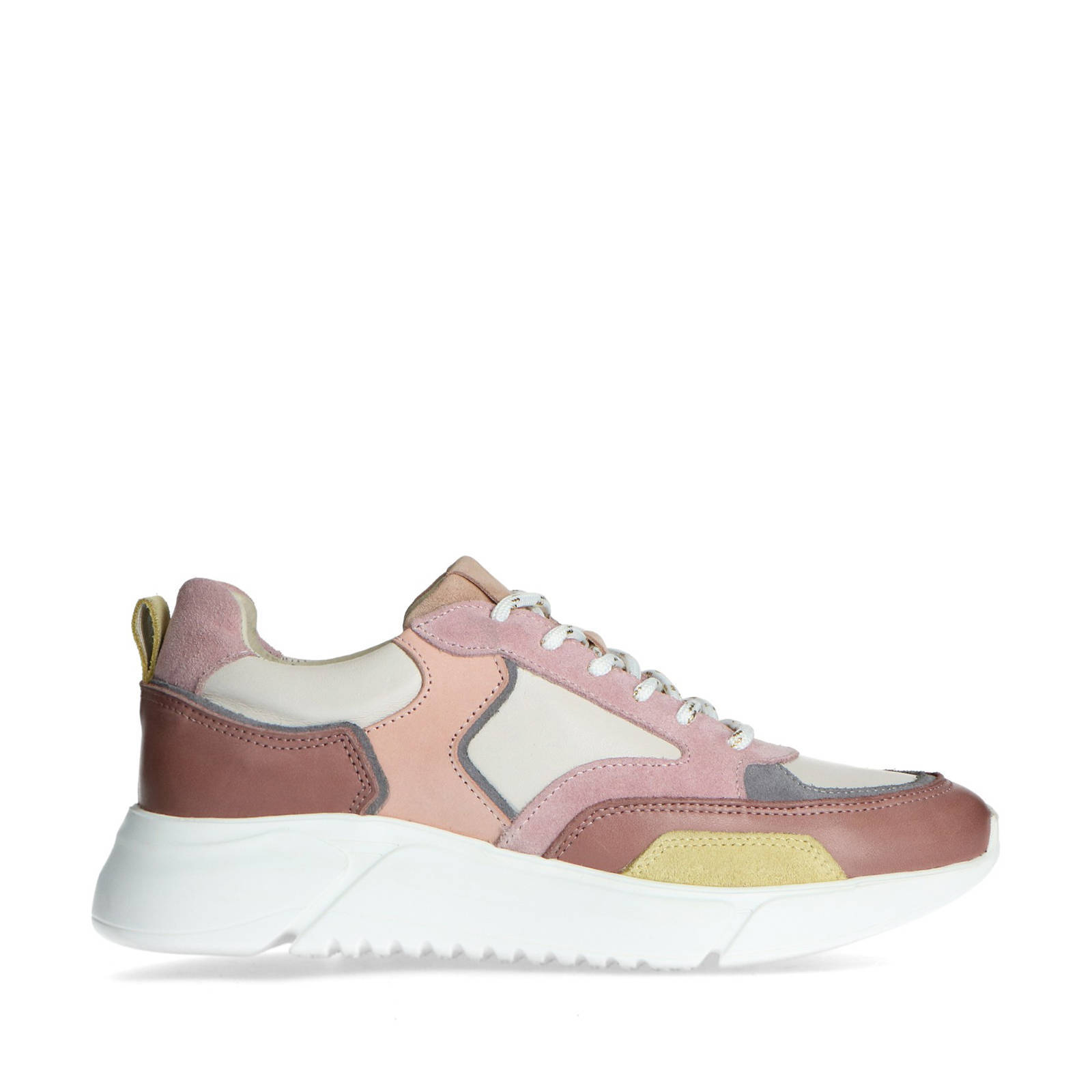 Mrs Keizer by Manfield leren chunky sneakers roze/multi | wehkamp