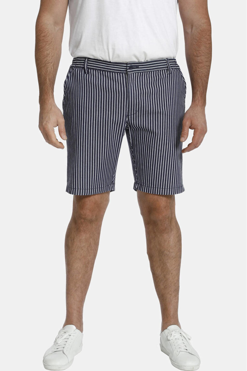 Charles Colby gestreepte loose fit chino short BARON IKE Plus Size blauw/wit