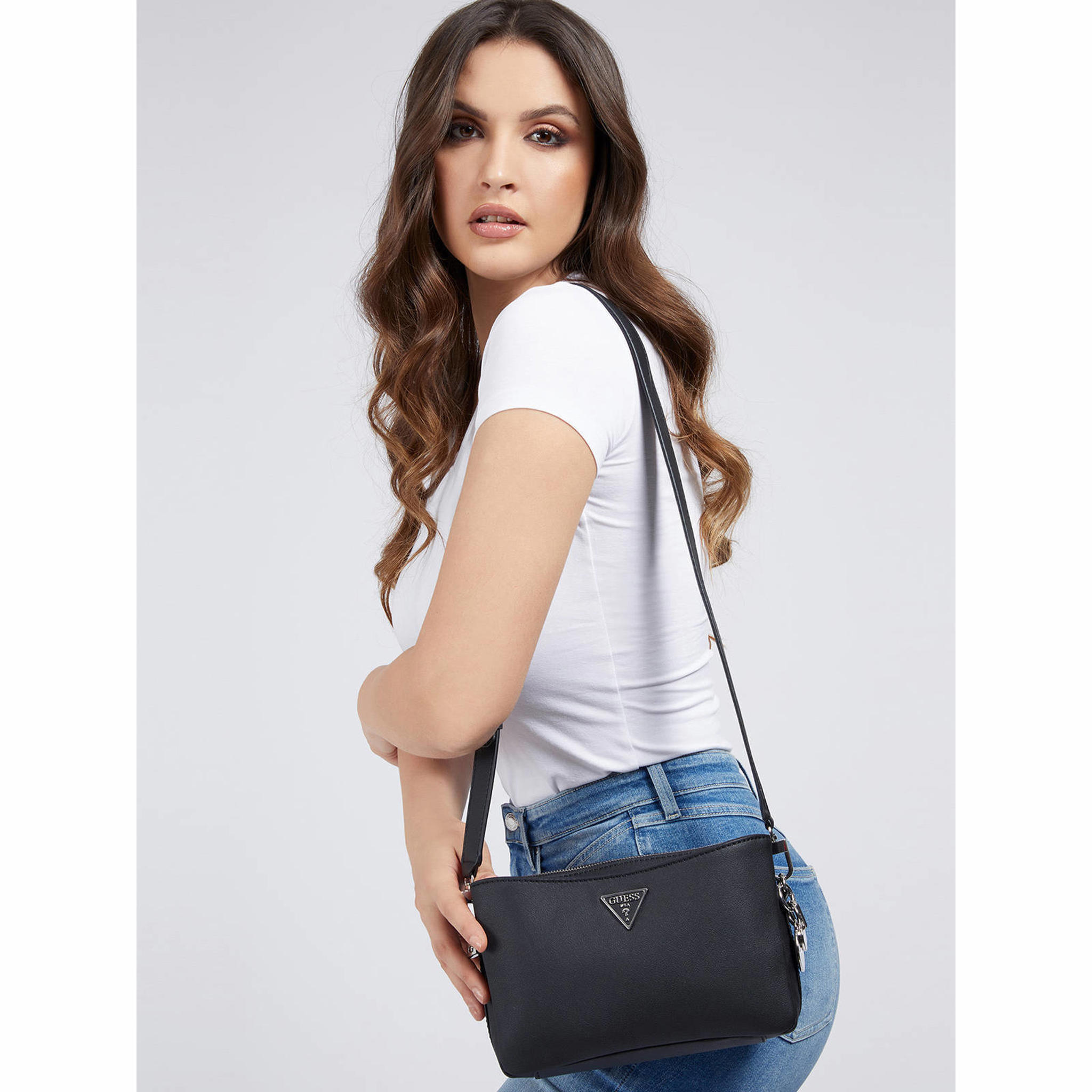 GUESS crossbody tas Ambrose zwart wehkamp
