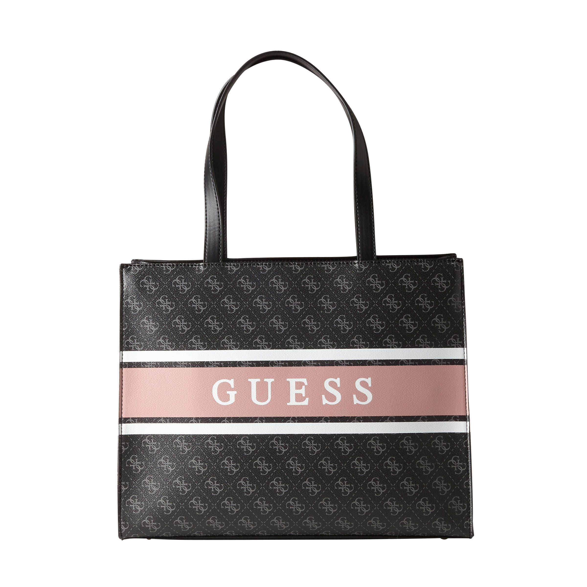 Tassen Shoppers Guess Shopper roze-zwart volledige print casual uitstraling 