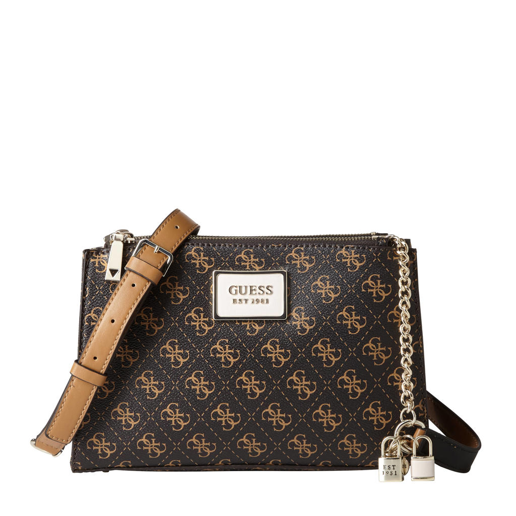 GUESS crossbody tas Tyren donkerbruin wehkamp