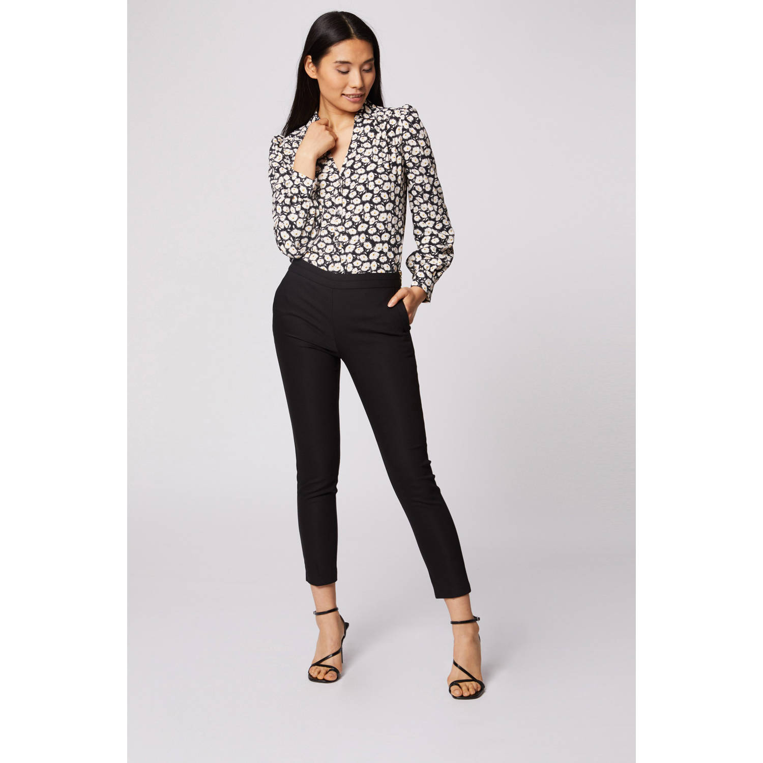 Morgan cropped slim fit broek zwart