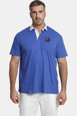 loose fit  polo EARL MAYWARD Plus Size met contrastbies blauw