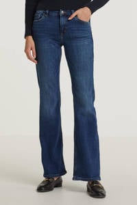 ESPRIT Women Casual flared jeans met biologisch katoen dark blue denim, Dark blue denim