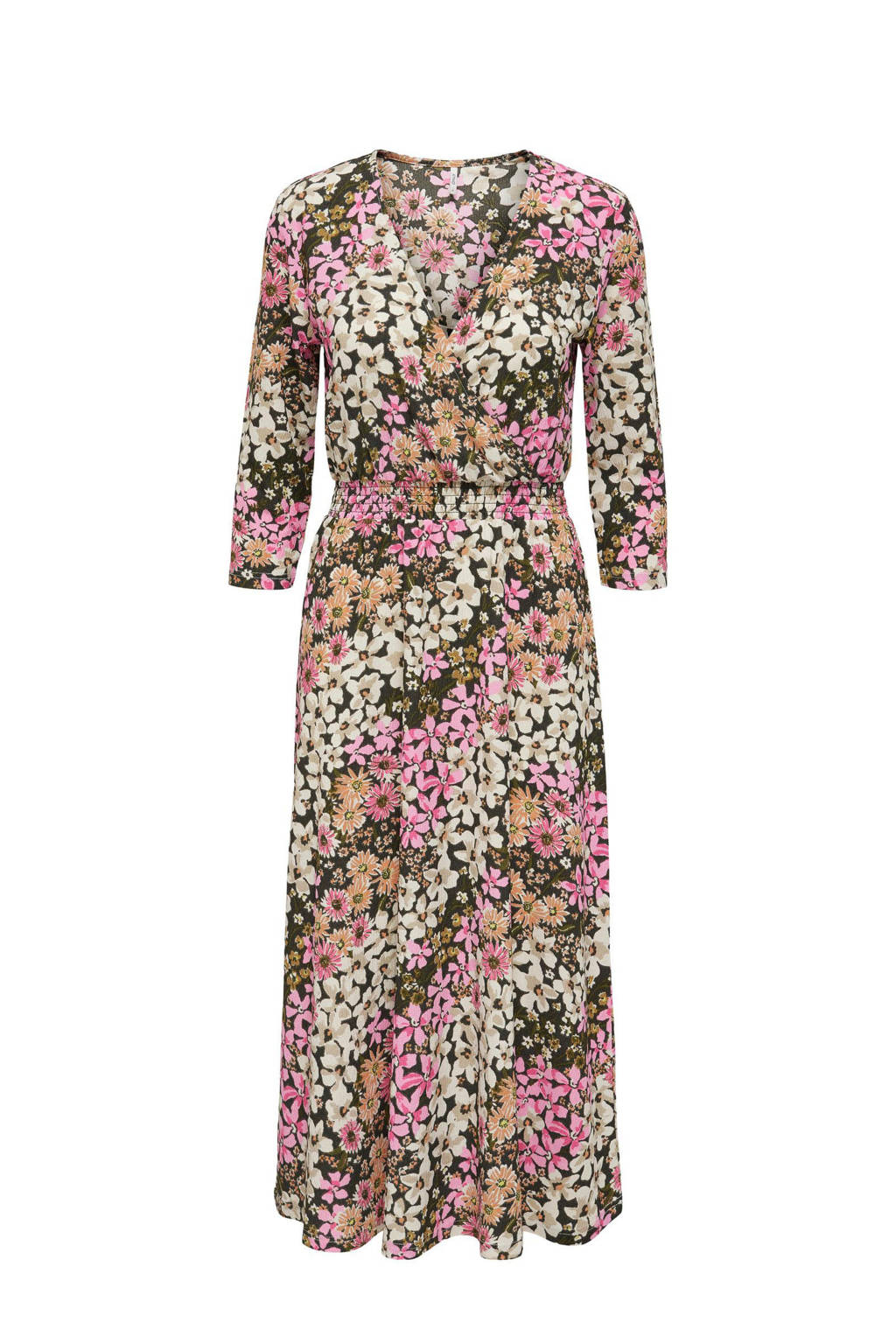 regeling evenwicht eindeloos ONLY maxi jurk ONLSAGA met all over print groen/roze | wehkamp