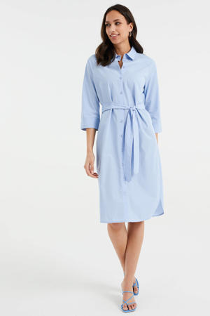 blousejurk met ceintuur lichtblauw