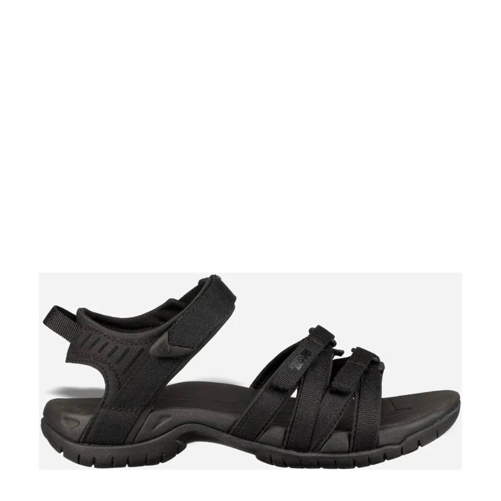 Zwarte dames Teva Tirra sandalen van textiel met profielzool en klittenband