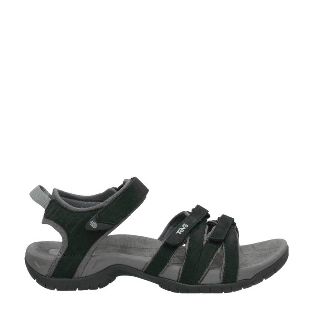 Zwarte dames Teva Tirra Leather sandalen met profielzool en klittenband