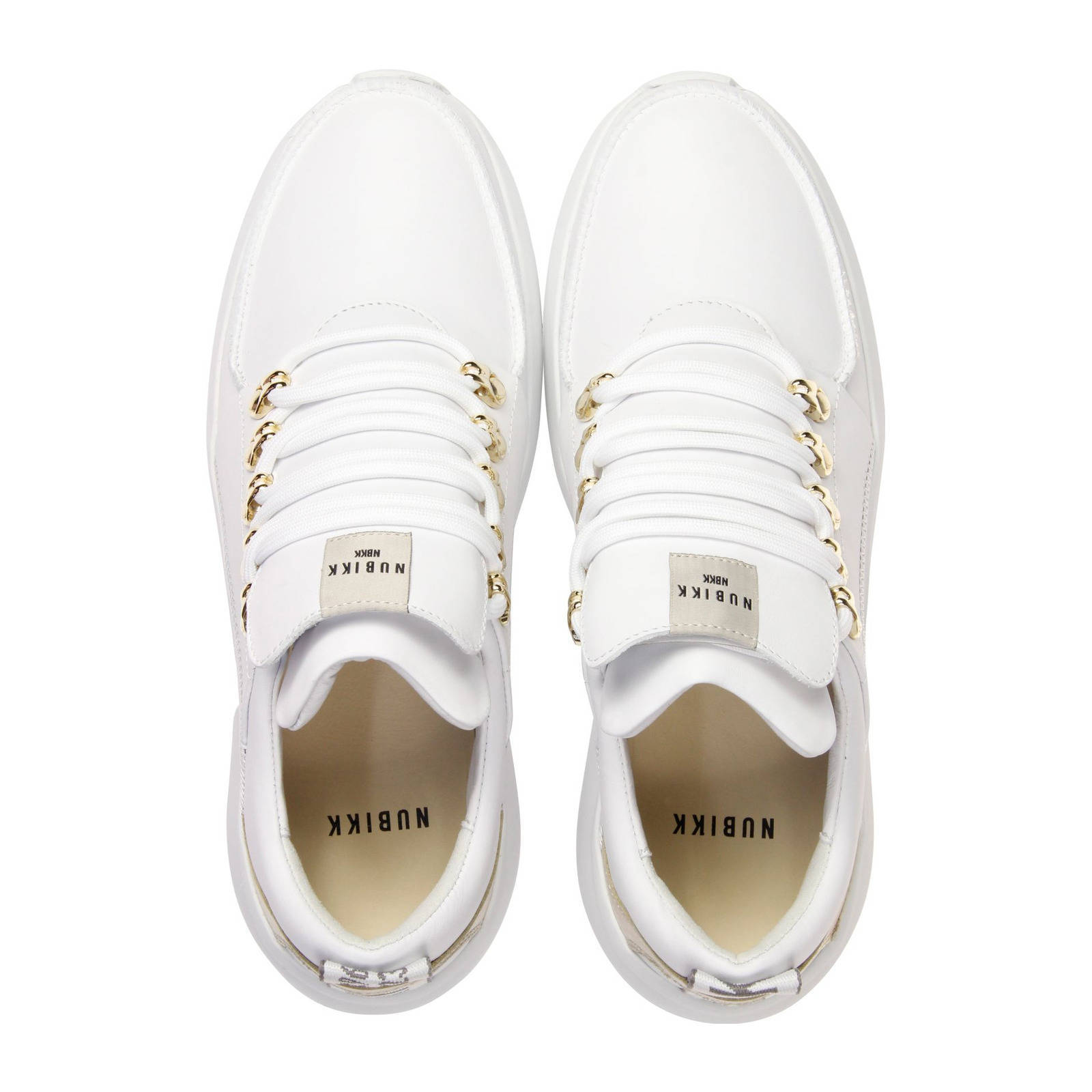 Nubikk Roque Royal leren chunky sneakers wit/goud | wehkamp