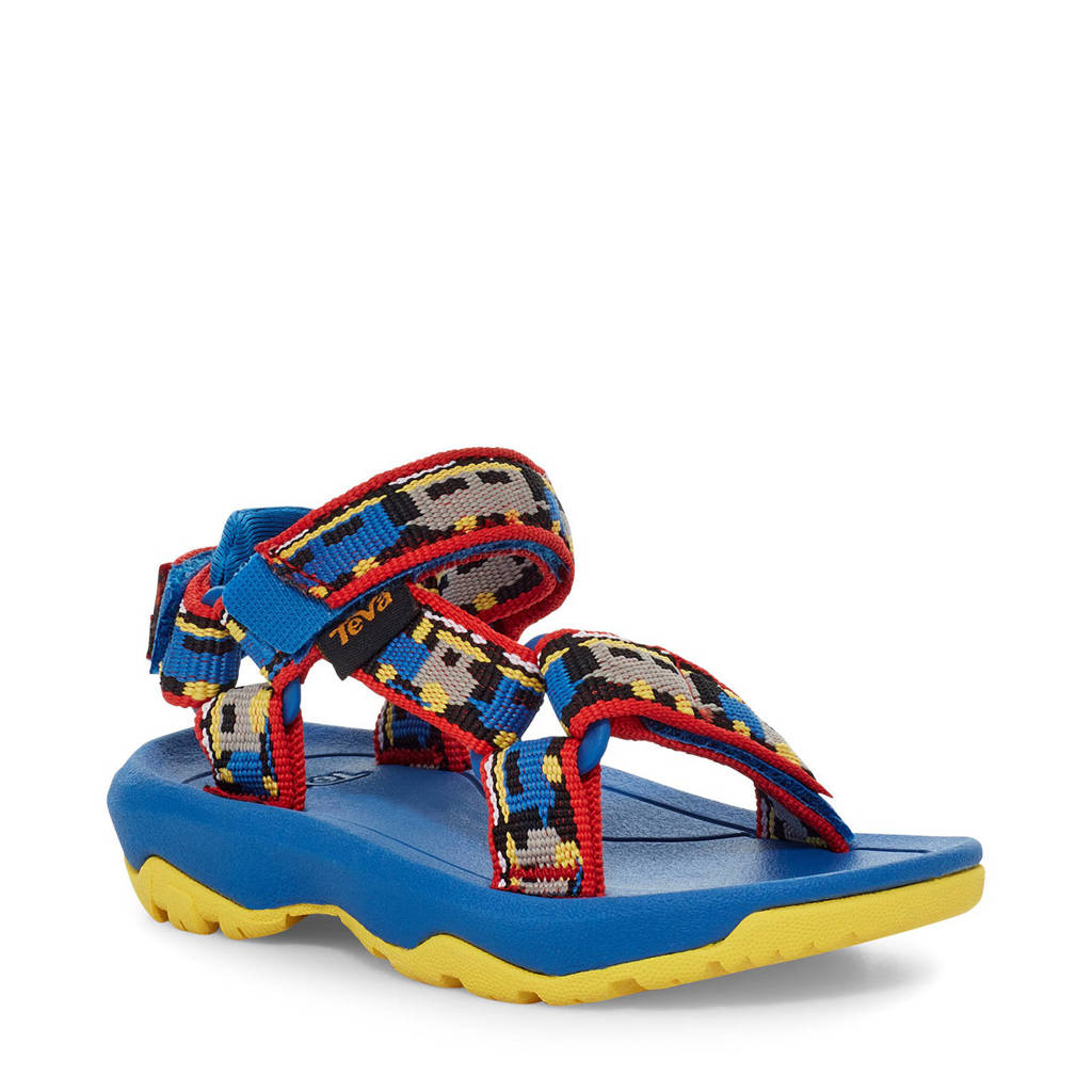 Blauwe jongens Teva Hurrican XLT 2 outdoor sandalen van textiel met profielzool, klittenband en all over print