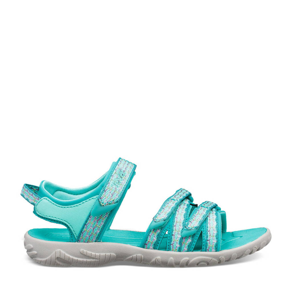 Turquoise meisjes Teva Tirra sandalen van textiel met profielzool en klittenband