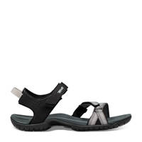 Zwart en multikleurige dames Teva Verra sandalen van duurzaam gerecycled materiaal met klittenband en randdessin