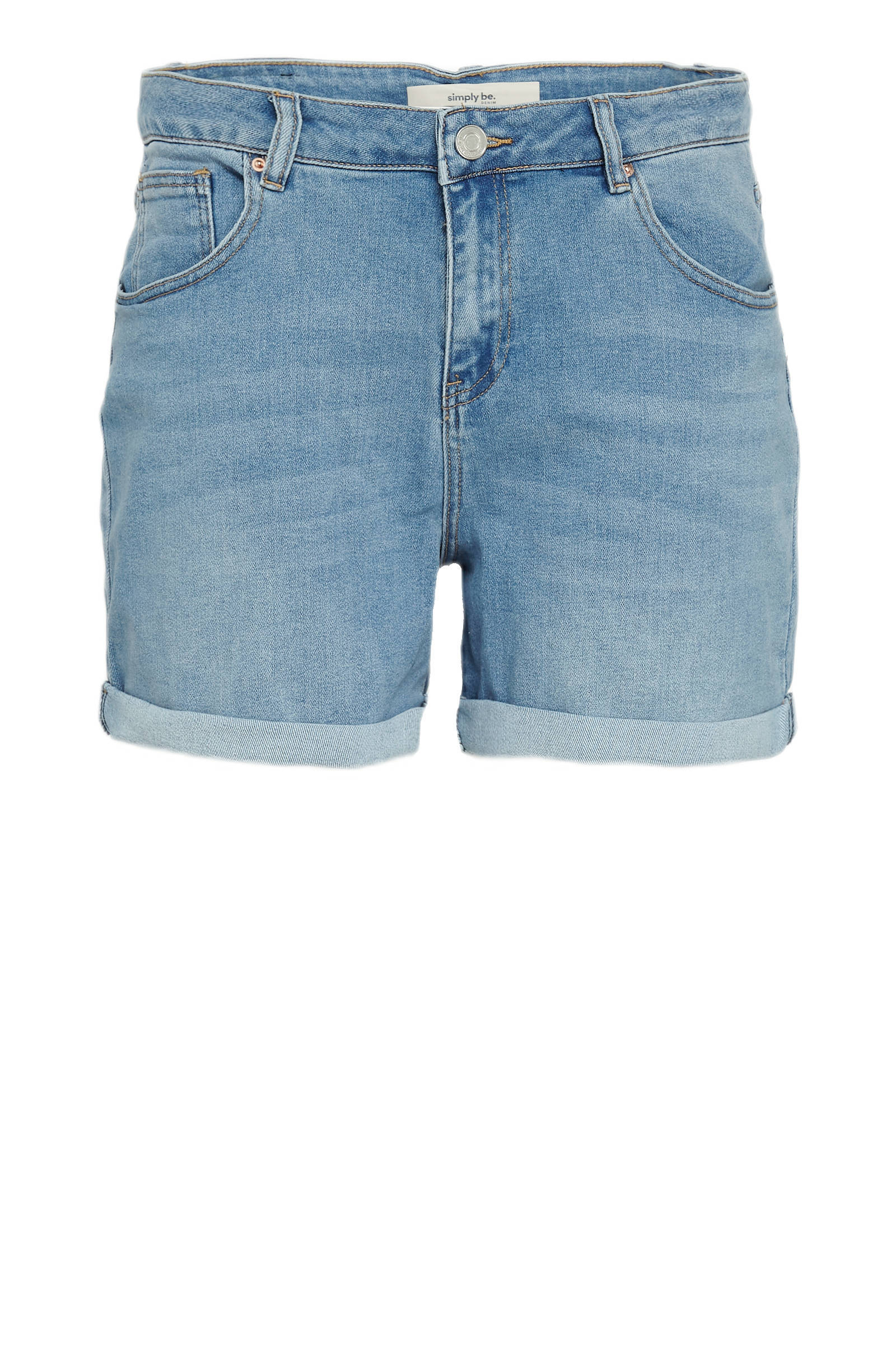 Simply Be high waist mom jeans short lichtblauw | wehkamp