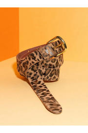 thumbnail: Pinned by K leren riem met panterprint en studs bruin