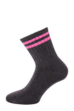 lurex sokken zwart/roze
