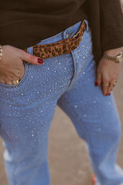 thumbnail: Pinned by K leren riem met panterprint bruin