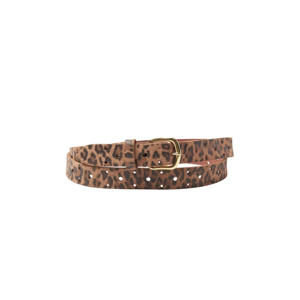 leren riem met panterprint bruin
