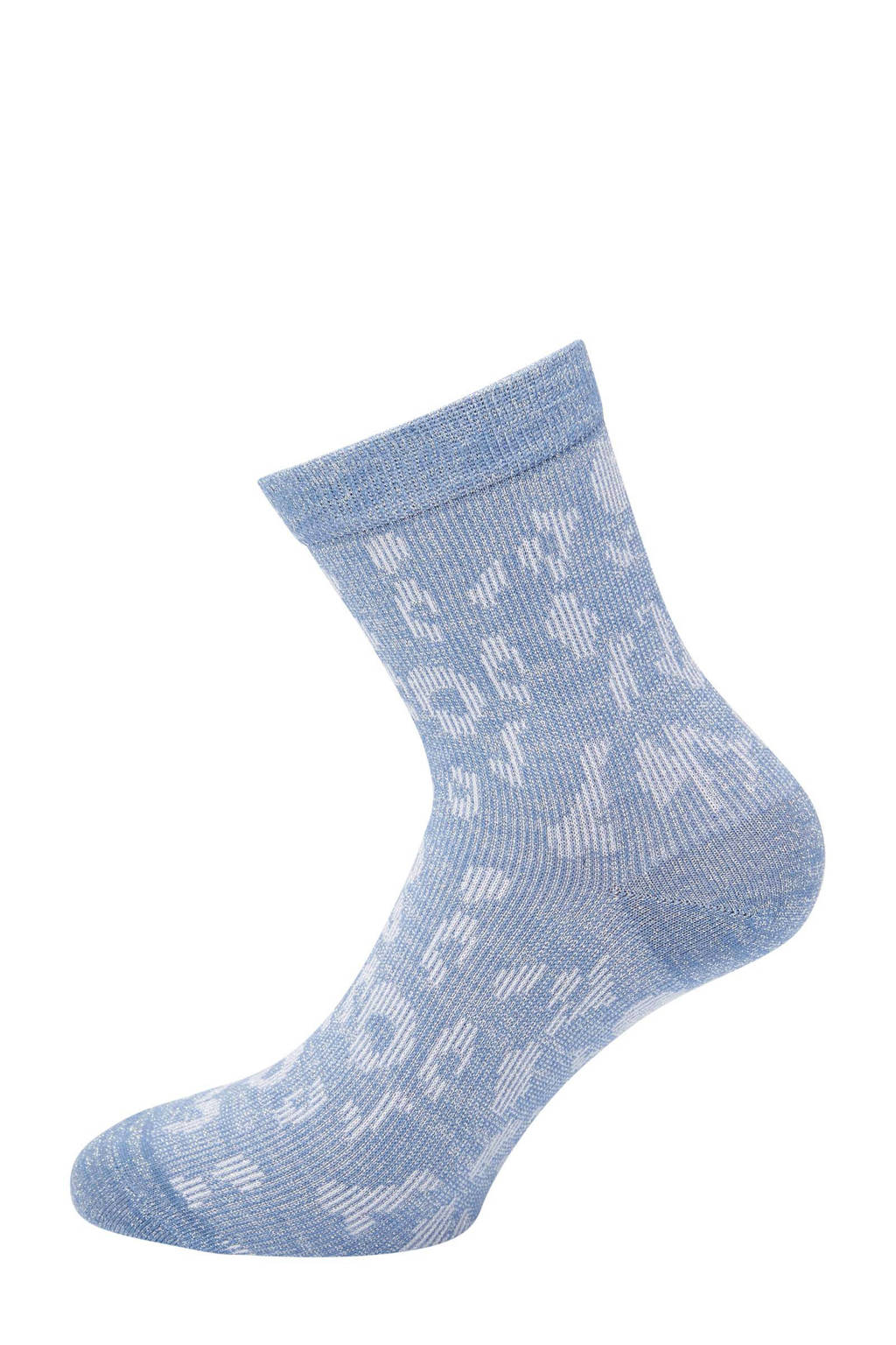 Pinned by K lurex sokken met luipaardprint lichtblauw, Lichtblauw