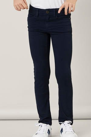 slim fit broek NKMTHEO donkerblauw