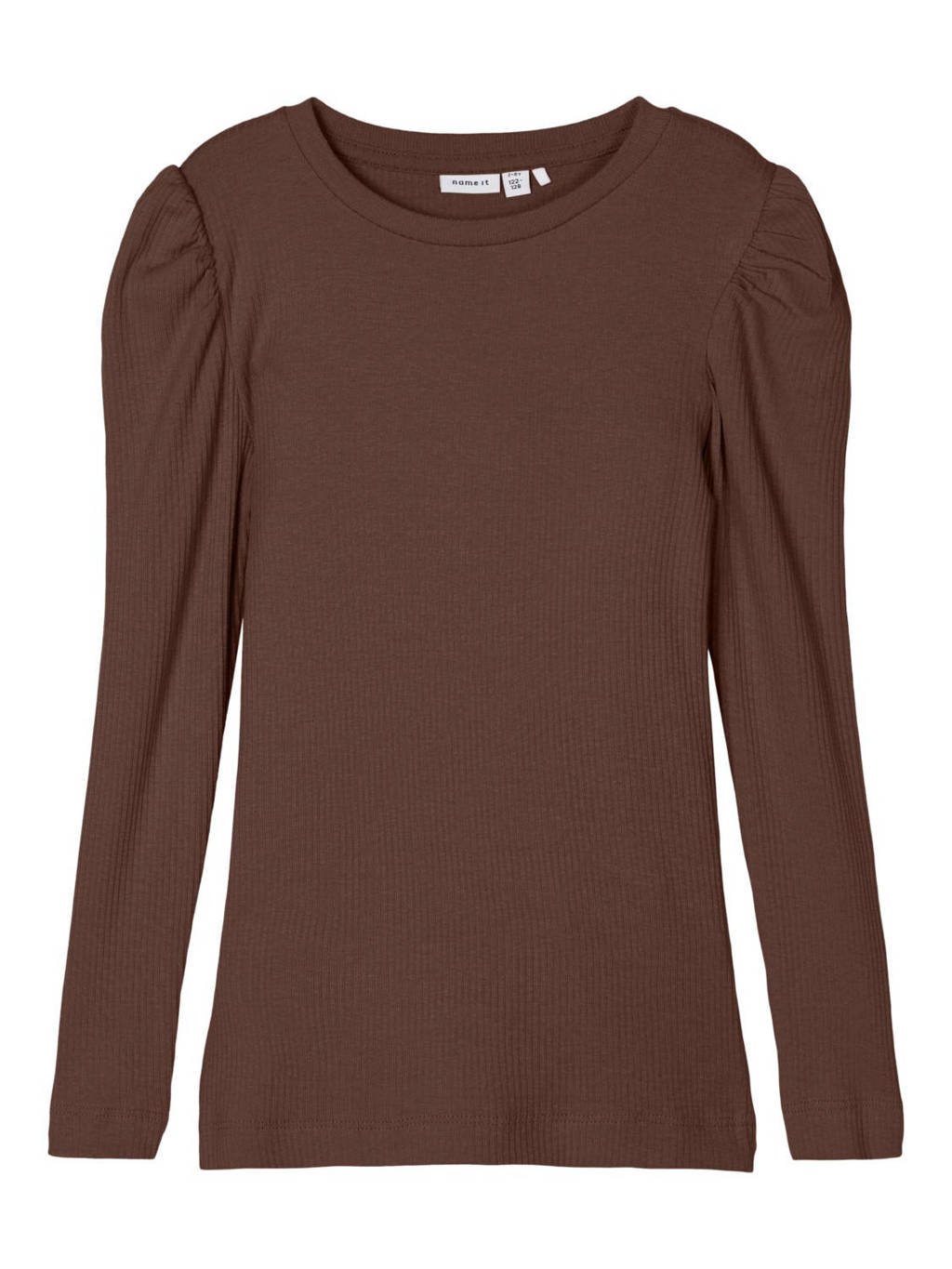 NAME IT KIDS longsleeve NKFKABEXI met biologisch katoen bruin, Bruin