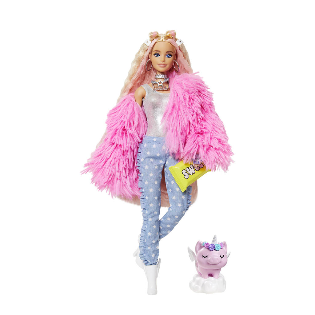 Barbie Extra Doll Fluffy Pink Jacket wehkamp