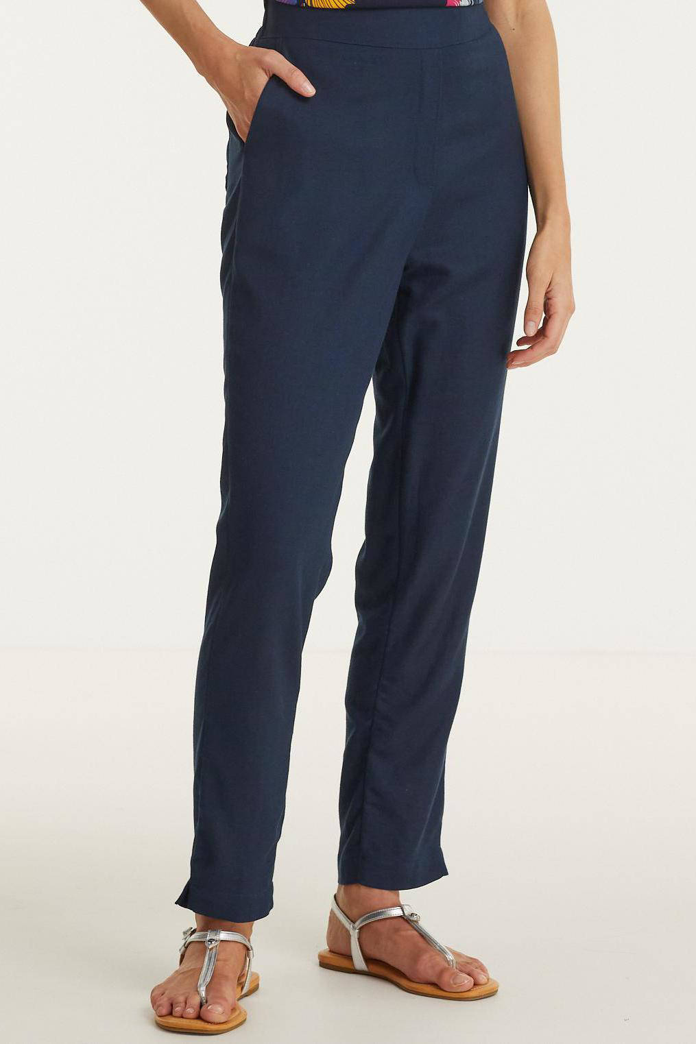 Imagine broek in linnenmix donkerblauw | wehkamp