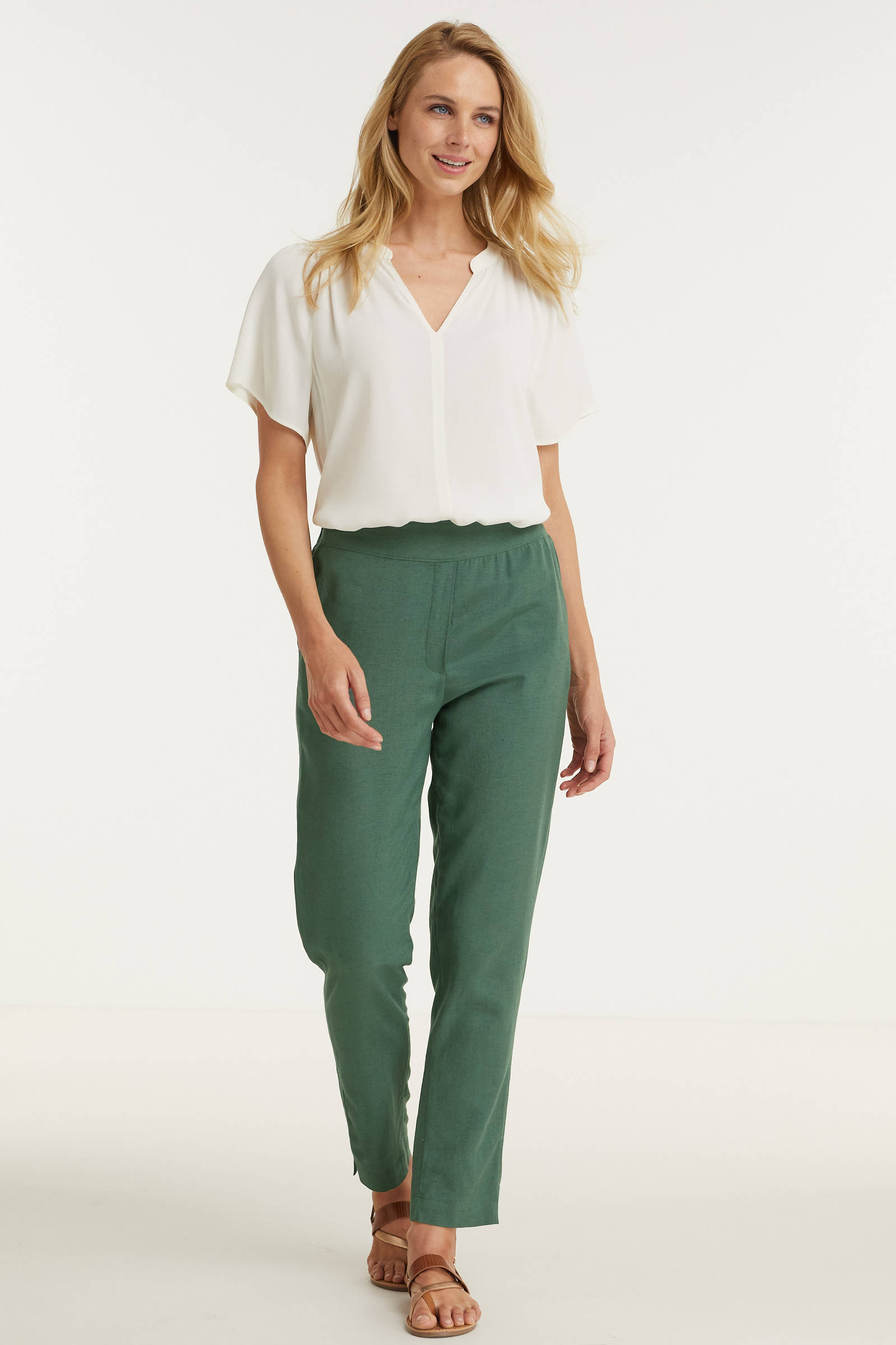 Imagine broek in linnenmix khaki | wehkamp