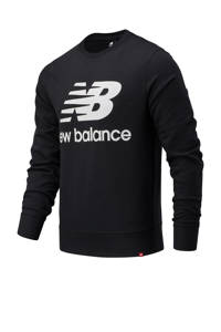 Zwarte heren New Balance sweater van katoen met logo dessin, lange mouwen en ronde hals