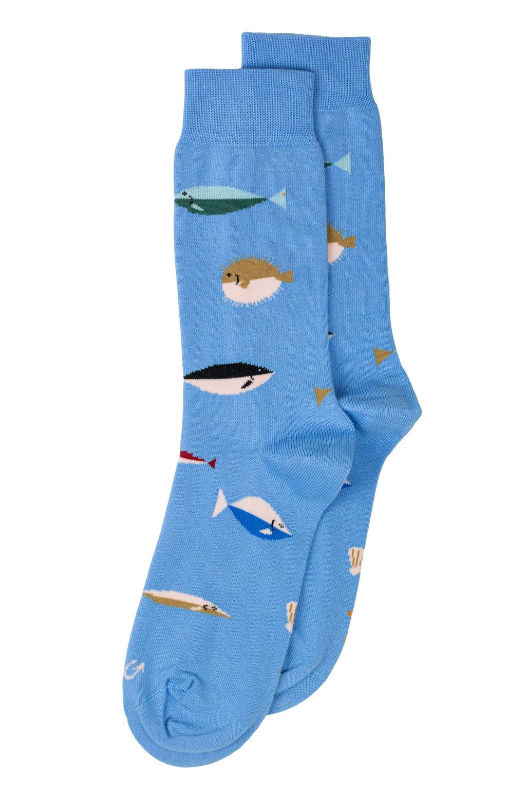 Alfredo Gonzales sokken Fish lichtblauw