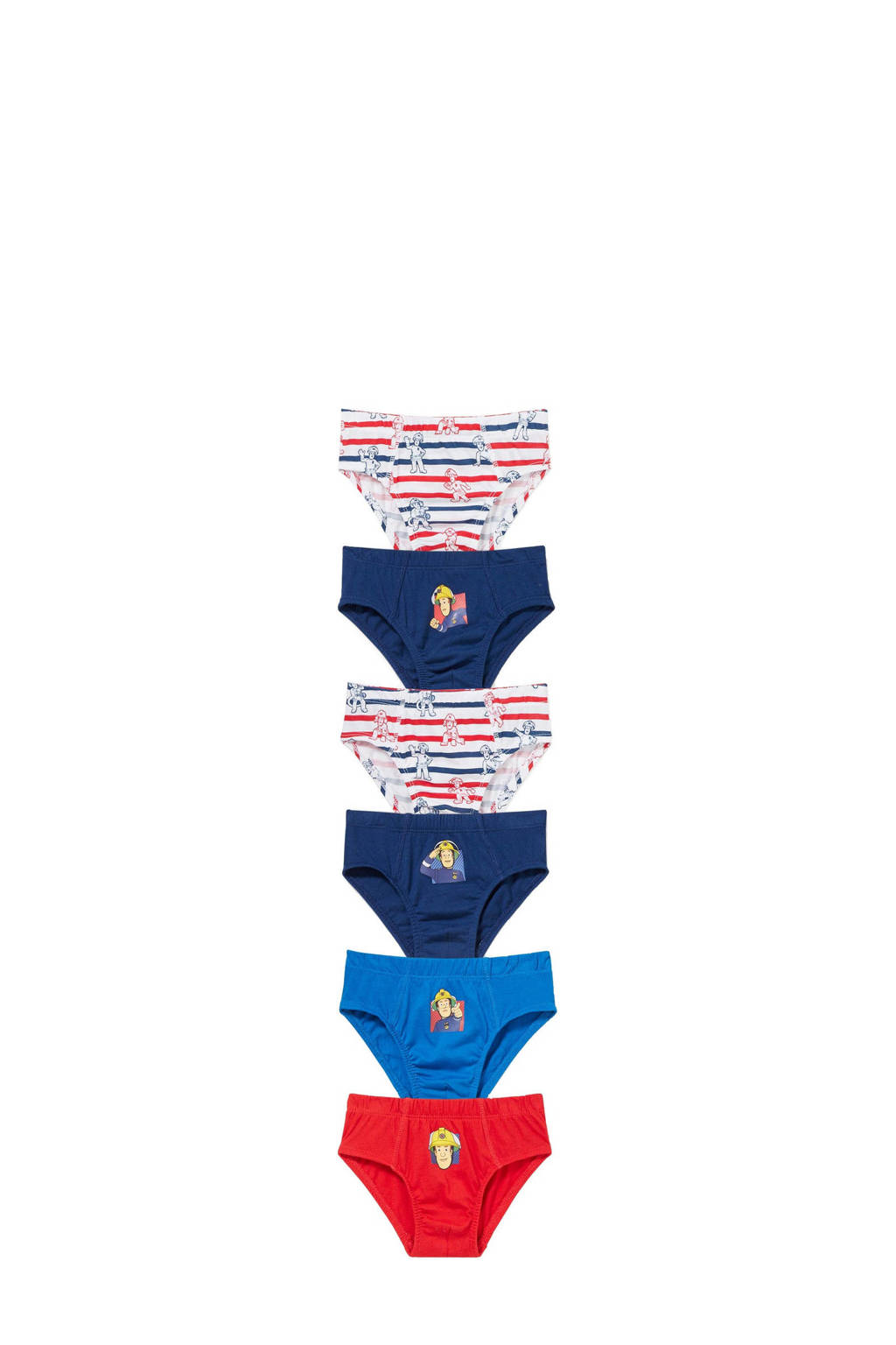 C&A Fireman Sam slip - set van 6 rood/wit/blauw, Donkerblauw/rood/wit