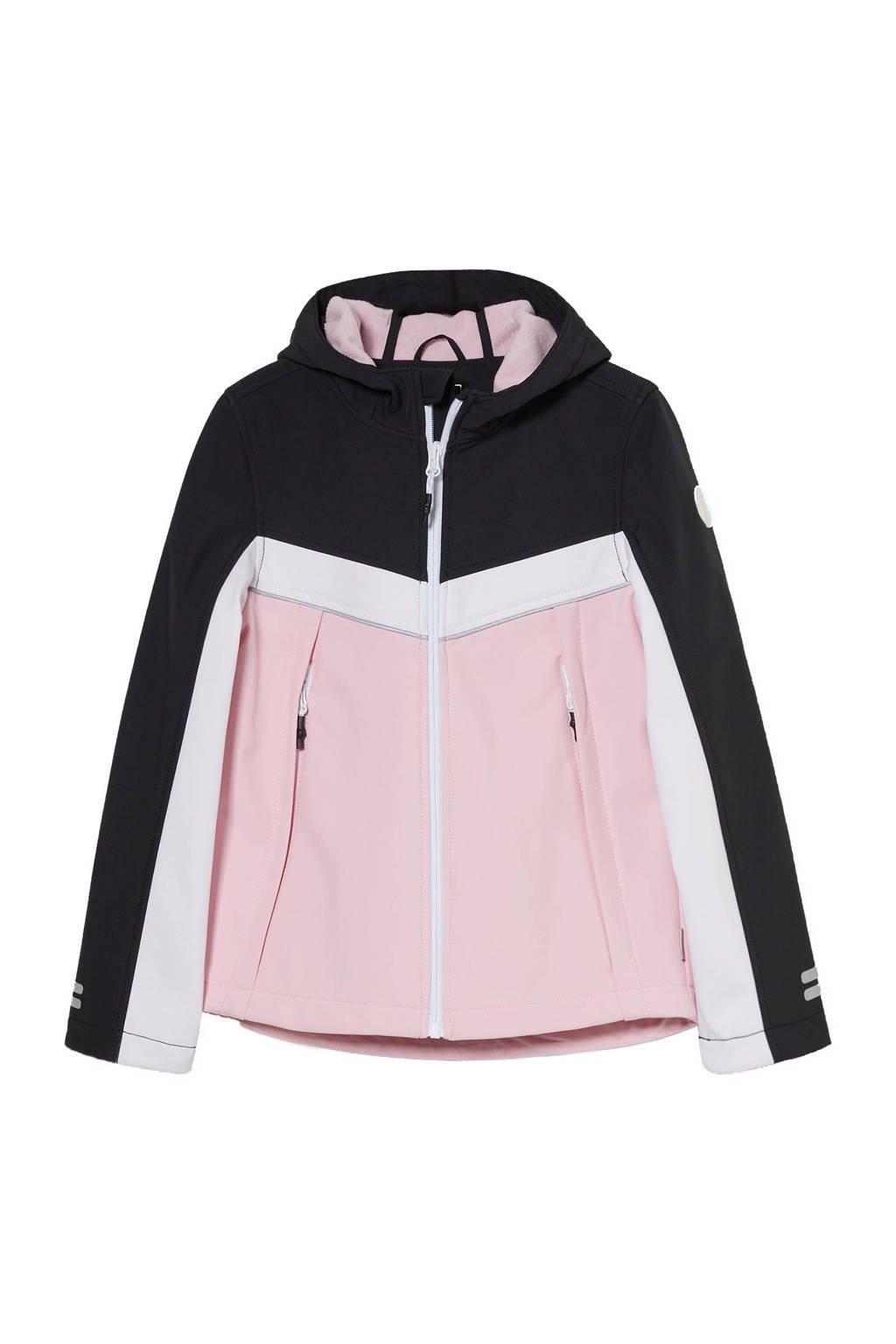 C&A Here & There softshell jas tussen roze/wit/zwart, Roze/wit/zwart