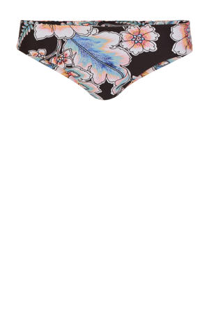 gebloemd bikinibroekje Maoi zwart/roze/blauw
